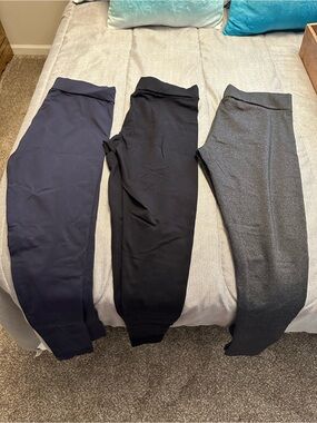 Matty M Women’s Leggings Bundle Size Medium –Set of 3 Black, Navy & Gray Stretch